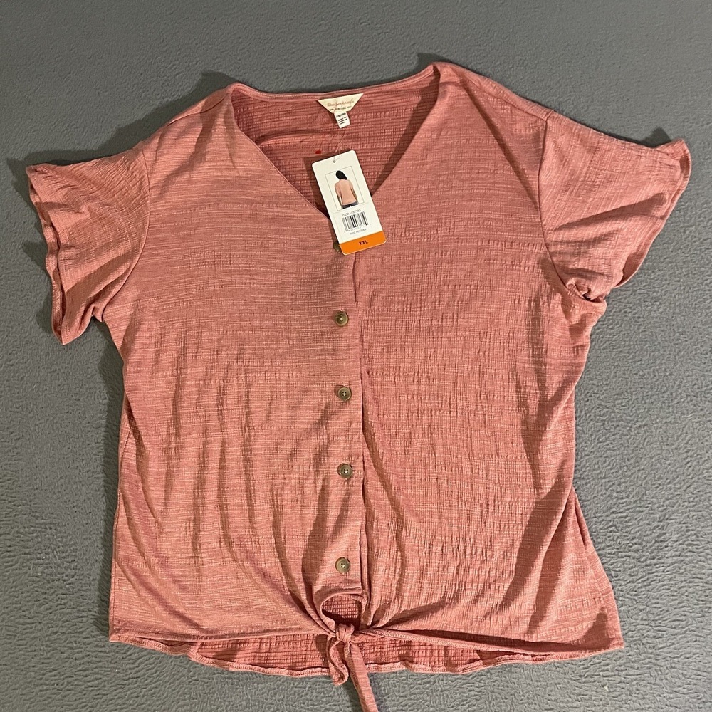 Weatherproof Vintage Short Sleeve Button Up Blouse Shirt Women Size‎ XL NEW